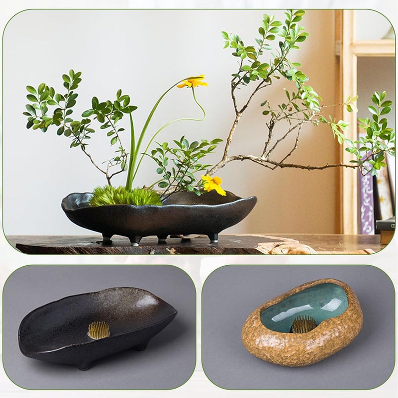 Tinsky 8Pcs 1.34 Inch Flower Frogs for Arrangements Vase Ikebana Kenzan Round Brass Floral Pin Frogs Stem Holder Flower Arranger Pin Fixed Tools for Home Decoration Craft (Gold) - Image 4